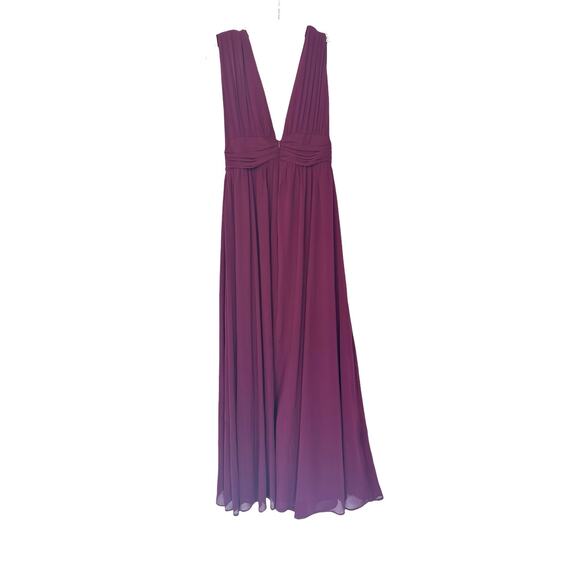 Lulus Heavenly Hues Burgundy Formal Chiffon V-neck Maxi Dress Size Small - Picture 8 of 11